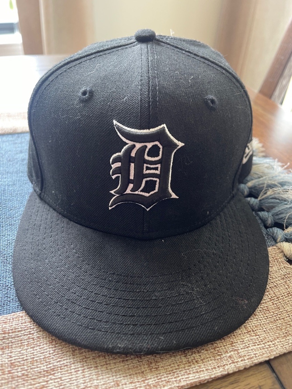 Black Detroit D Logo fitted  Hat